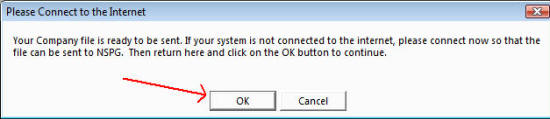 Once the file is ready to be sent, a message will pop up.  Click OK to send the file.